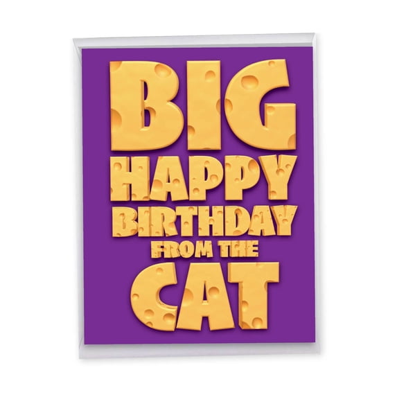 1 Jumbo Funny Birthday Pet Greeting Card (8.5 x 11 Inch) - Big Cat WiSh-thday Pet J3233BPG