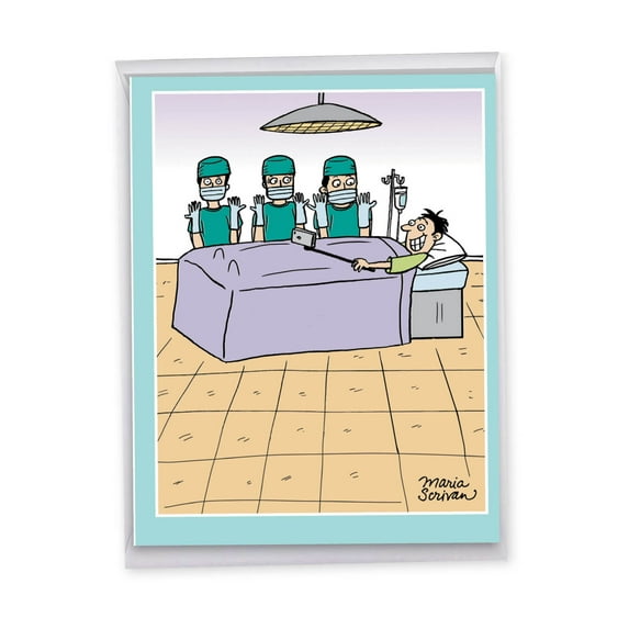 1 Jumbo Funny Get Well Soon Card with Envelope (8.5 x 11 Inch) - Surgery Selfie Feel Better J4012GWG-US