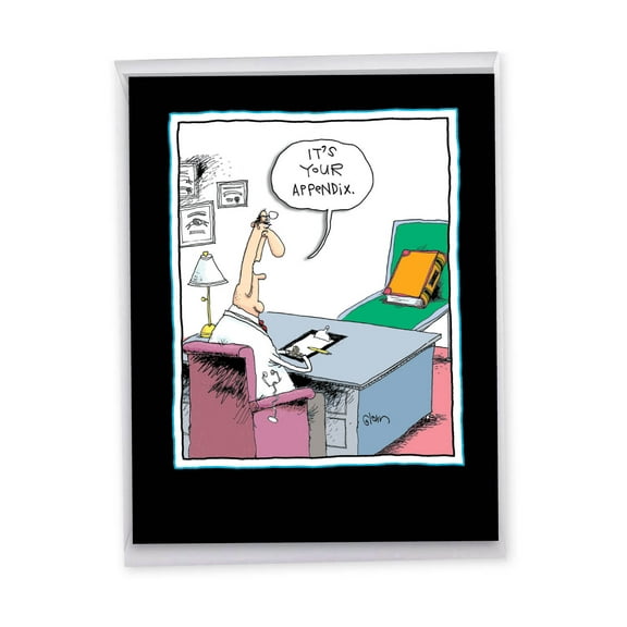 1 Jumbo Funny Get Well Soon Card with Envelope (8.5 x 11 Inch) - Your Appendix Feel Better Card J4257