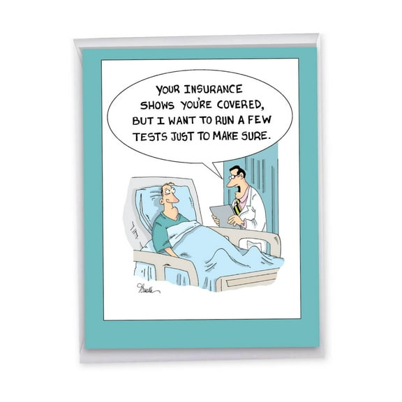 1 Jumbo Funny Get Well Soon Card with Envelope (8.5 x 11 Inch) - insurance Tests J4019GWG