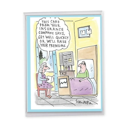 1 Jumbo Funny Get Well Soon Greeting Card (8.5 x 11 Inch) - insurance Card Feel Better J3299GWG-US