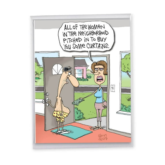 1 Jumbo Funny Happy Father's Day Greeting Card (8.5 x 11 Inch) - Curtains Dads Day J0343