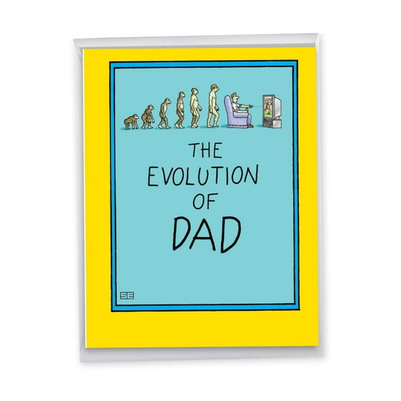 1 Jumbo Funny Happy Father's Day Greeting Card (8.5 x 11 Inch) - Evolution of Dad Dads Day J0352