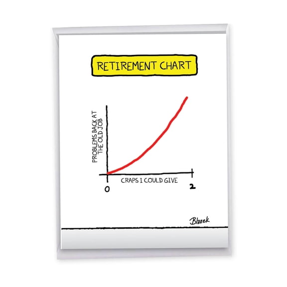 1 Jumbo Funny Retirement Greeting Card (8.5 x 11 Inch) - Retirement Chart Retirement J3257RTG-US