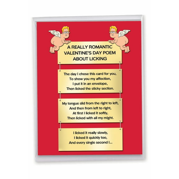 1 Jumbo Funny Valentine's Day Card with Envelope (8.5 x 11 Inch) - Valentine Licking Poem J5099VDG