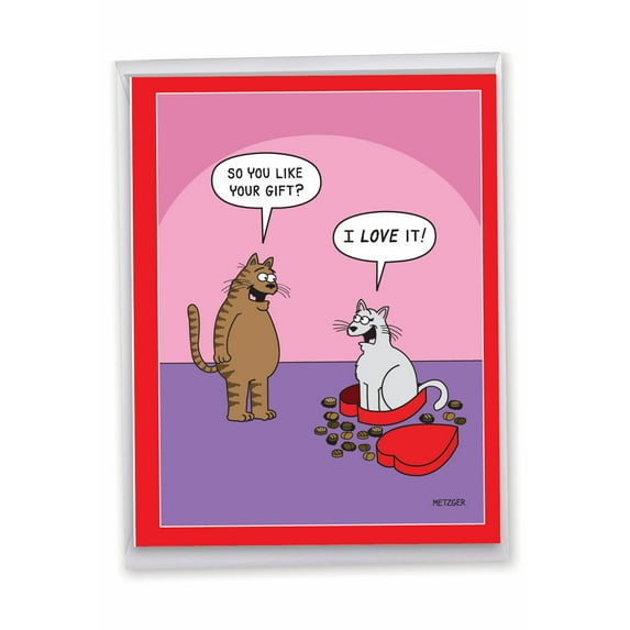 1 Jumbo Funny Valentine's Day Greeting Card (8.5 x 11 Inch) - Cat in Candy Valentines Day J3171VDG