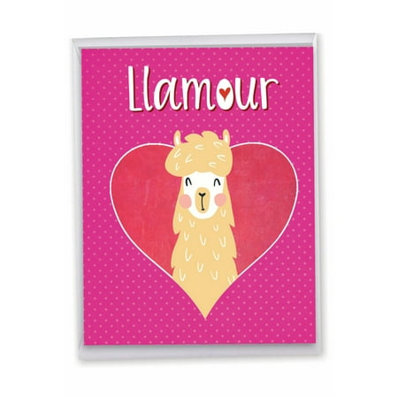 1 Jumbo Funny Valentine's Day Greeting Card (8.5 x 11 Inch) - Llamour Llama Valentines Day J3128VDG