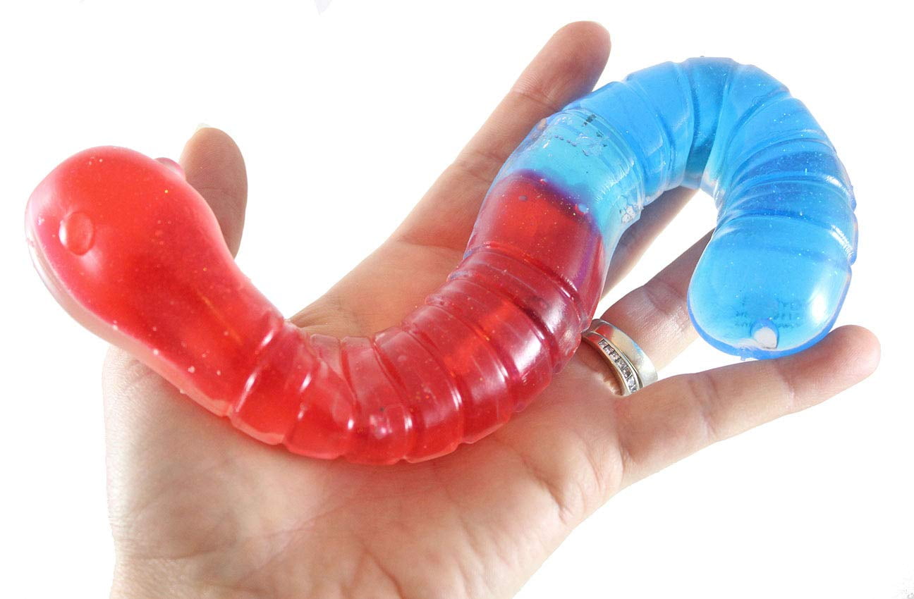 1 Jumbo Gummy Worm - Large Squishy Sensory Gooey Fidget Toy - Realistic -  Looks Like the Candy - But Not Edible Stress, Squeeze Giant ADHD Special