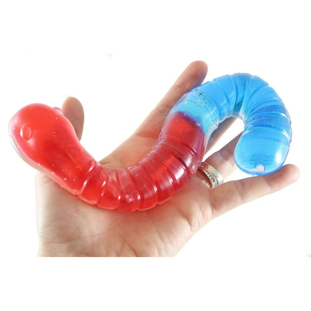 1 Jumbo Gummy Worm - Large Squishy Sensory Gooey Fidget Toy - Realistic - Looks Like the Candy - But Not Edible Stress, Squeeze Giant ADHD Special Needs Soothing (Random Color)