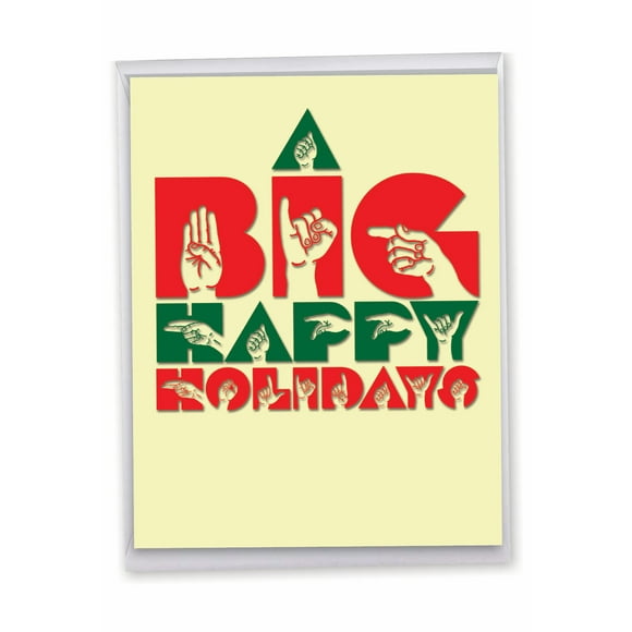 1 Jumbo Holiday Christmas Card with Envelope (8.5 x 11 Inch) - Big Signs Happy Holidays J4974AHHG
