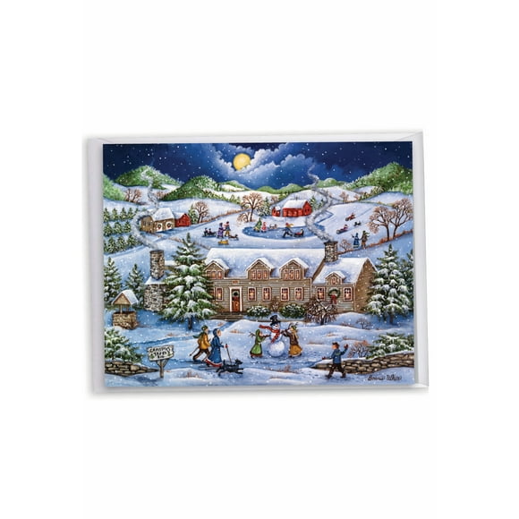 1 Jumbo Holiday Christmas Card with Envelope (8.5 x 11 Inch) - Old Town Christmas - G J5080GXSG