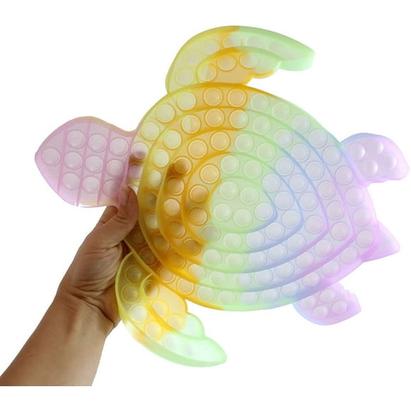 1 Jumbo Sea Turtle Theme Bubble Pop Fidget Toy - Cute Silicone Push Poke Bubble Wrap Fidget Toy - Press Bubbles to Pop - Bubble Popper Sensory Stress Toy OT Large Big Glitter