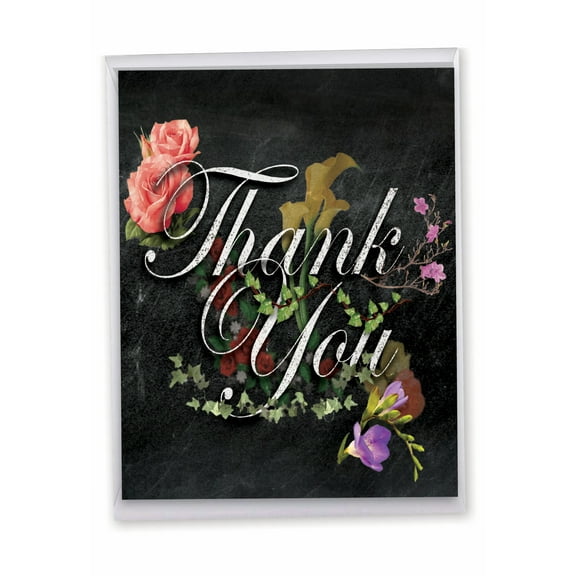 1 Jumbo Thank You Greeting Card (8.5 x 11 Inch) - Chalk and Roses J2358ATYG