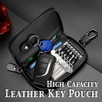 1 Key Bag High Capacity Leather Key Pouch Large Capacity Zipper Car Key Case Home Textile Storage