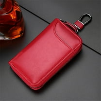 1 Key Bag High Capacity Leather Key Pouch Large Capacity Zipper Car Key Case