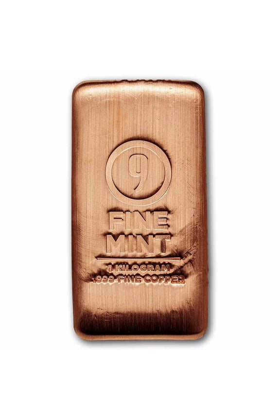 1 Kilo Cast-Poured Copper Bar - 9Fine Mint