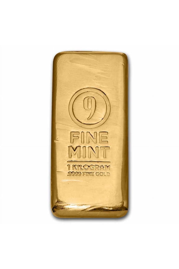 1 Kilo Cast-Poured Gold Bar - 9Fine Mint