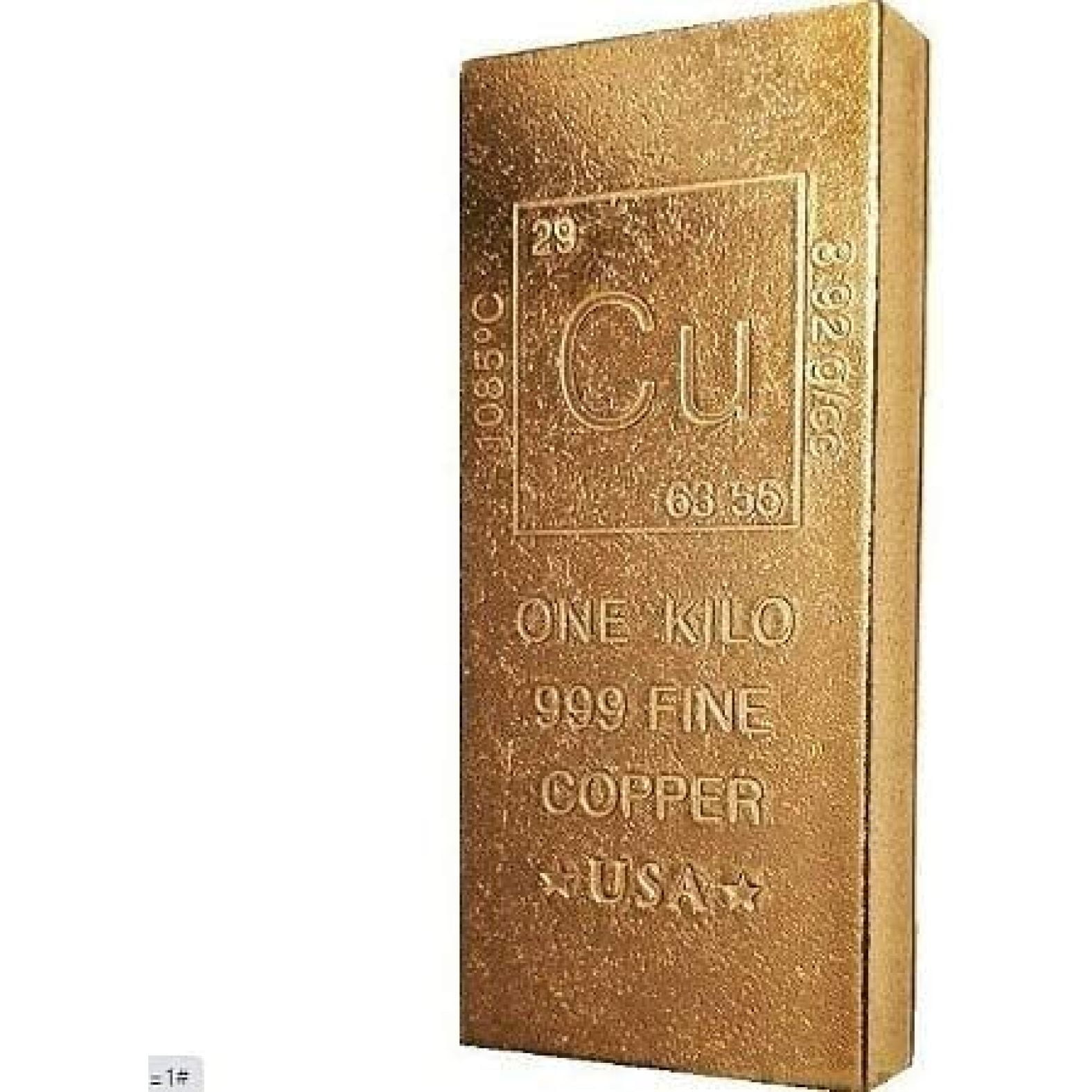 1 Kilo Copper Bar Bullion Paperweight 999 Pure Chemistry Design