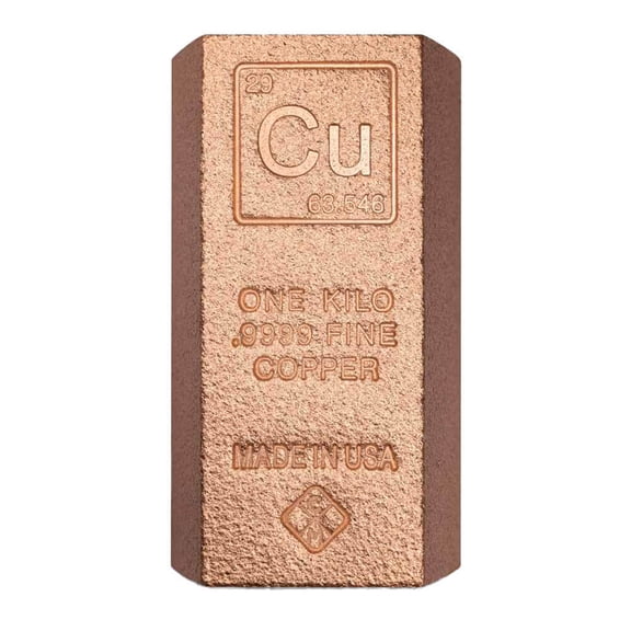 1 Kilo Copper Element Bar .9999 Fine (Square Edges)
