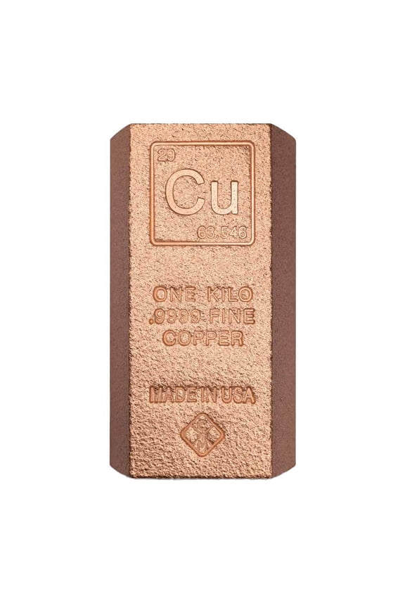 1 Kilo Copper Element Bar .9999 Fine (Square Edges)