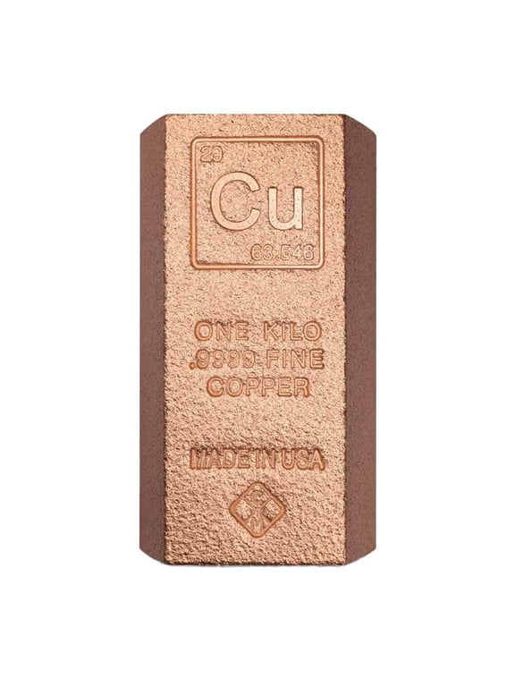 1 Kilo Copper Element Bar .9999 Fine (Square Edges)