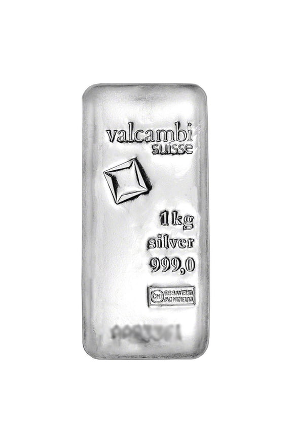 1 Kilo Valcambi Suisse .999 Fine Silver Bar - Cast