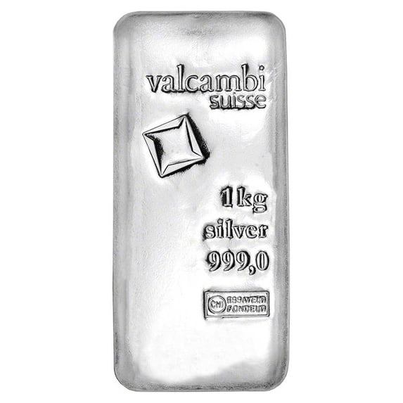 1 Kilo Valcambi Suisse .999 Fine Silver Bar - Cast
