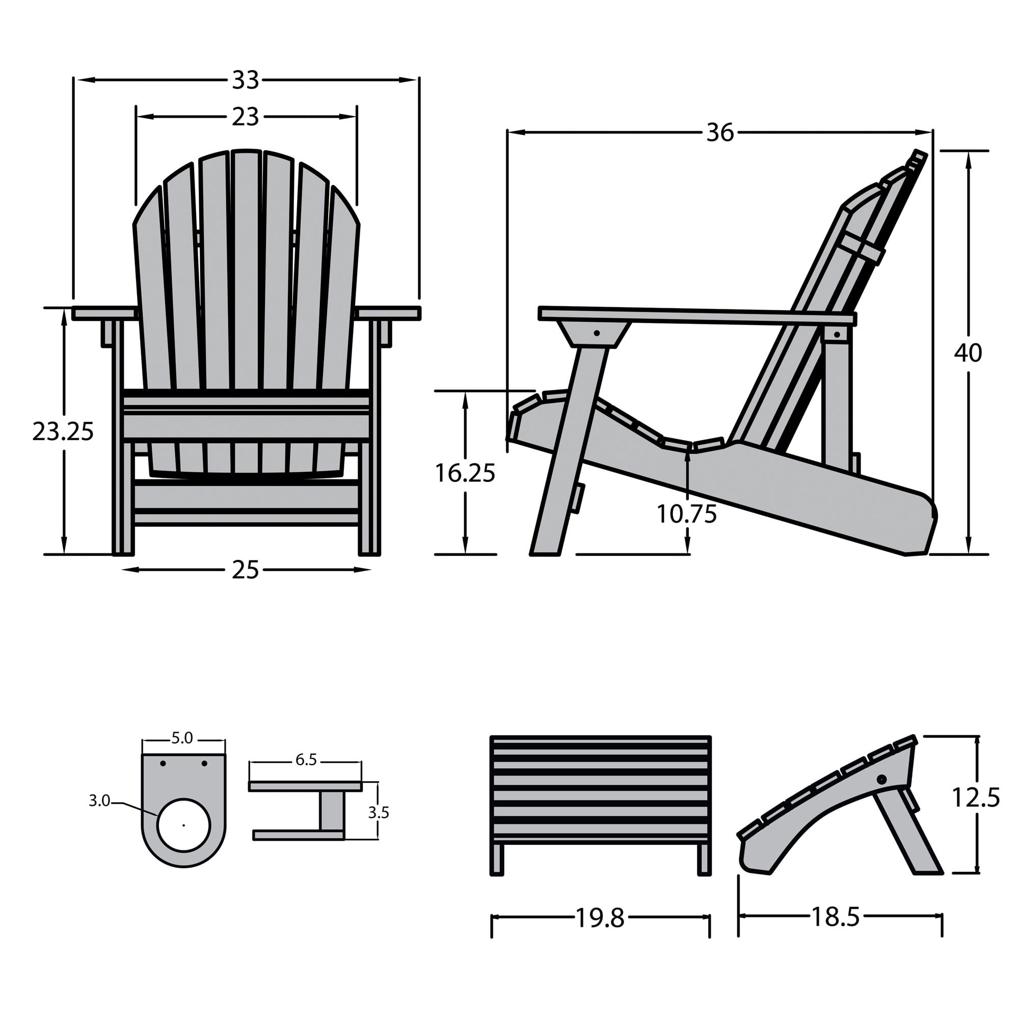 1 King Hamilton Folding & Reclining Adirondack Chair with 1 Folding