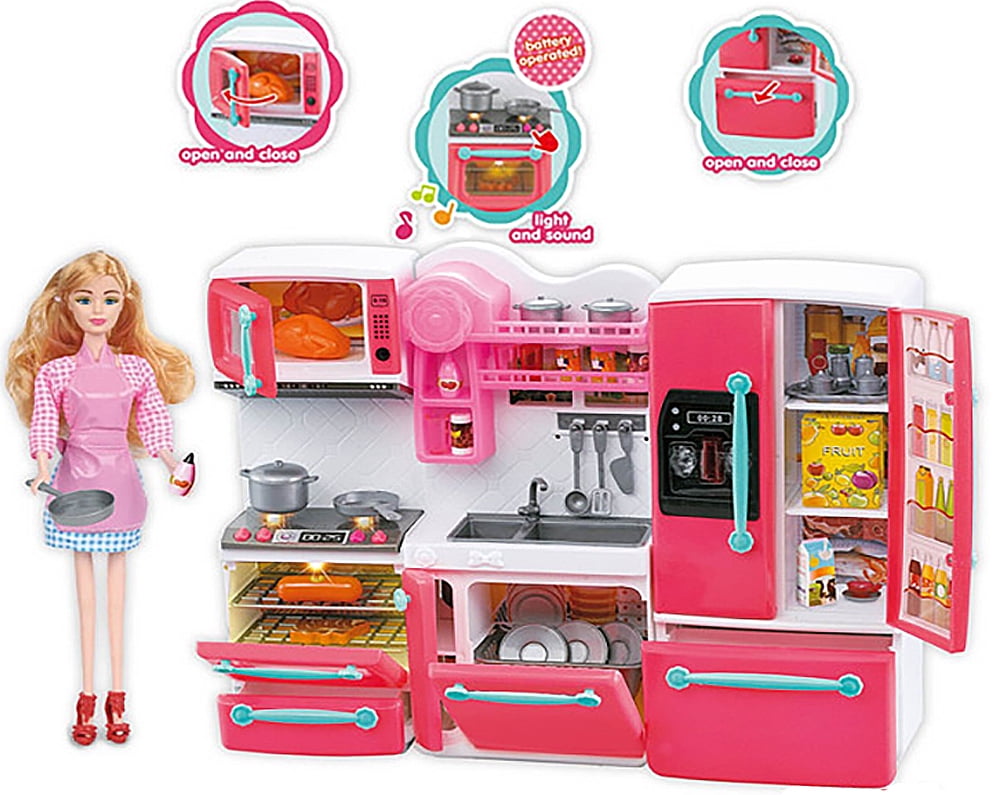Doll Playset Barbie Doll Big Kitchen Set Big Size Kitchen Playset