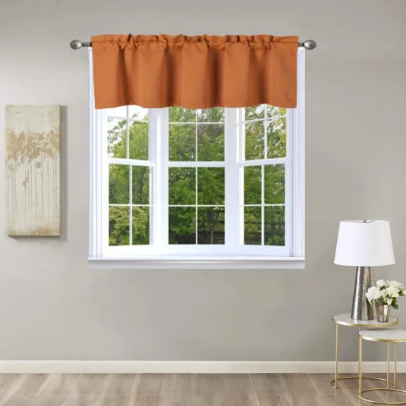 Gorgeous Home Linen Window Tier Short Valance Rod Pocket Sraight Thermal 54" Wide X 18" Length TVLO Orange