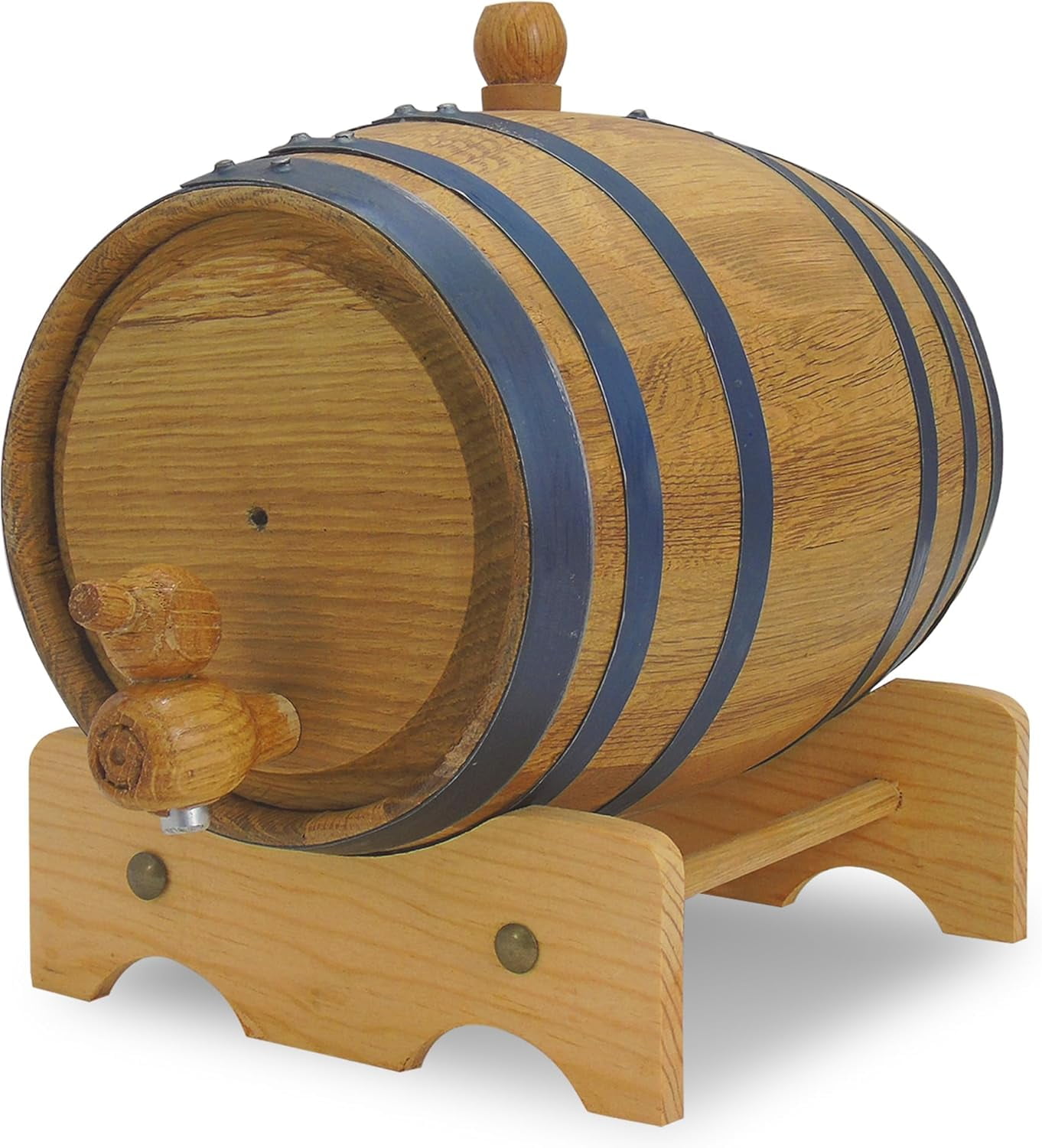 3L Oak Whiskey Barrel With Tap & Stand – For Aging Spirits, Wine Dispenser, Rustic Bar Decor