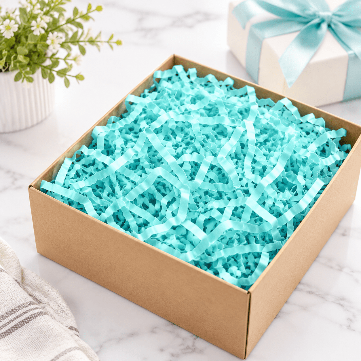 1 LB Light Blue Crinkle Cut Paper Shred Filler for Gift Wrapping and ...