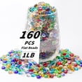 thumbnail image 1 of 1 LB Mixed Color Flat Glass Beads, 160-180PCS Small Glass Marbles, Mini Flat Round Pebbles for Vase Filler and Floral, Fish Tank Rocks Decorative Gemstones for Home and Aquarium Décor, 1 of 6