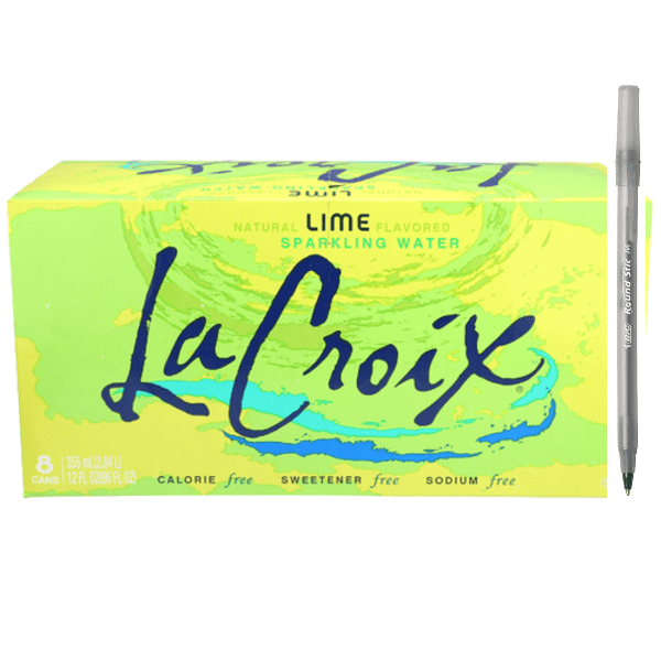1+ LaCroix Lime Sparkling Water 8 Pack with pen