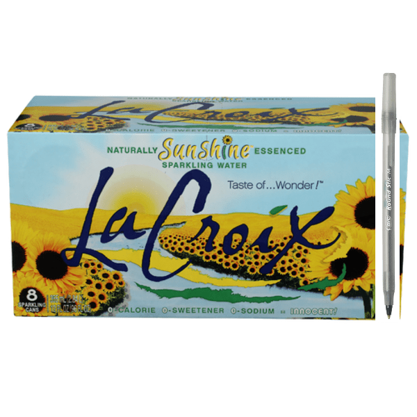 1+ LaCroix Sunshine Sparkling Water 8 Pack with pen