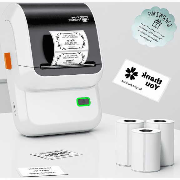 1 Label Maker Machine with 3 Tape Rolls, Wireless Thermal Printer, 2-Inch Wide Labels, 3000 Icons & 300 Templates, White