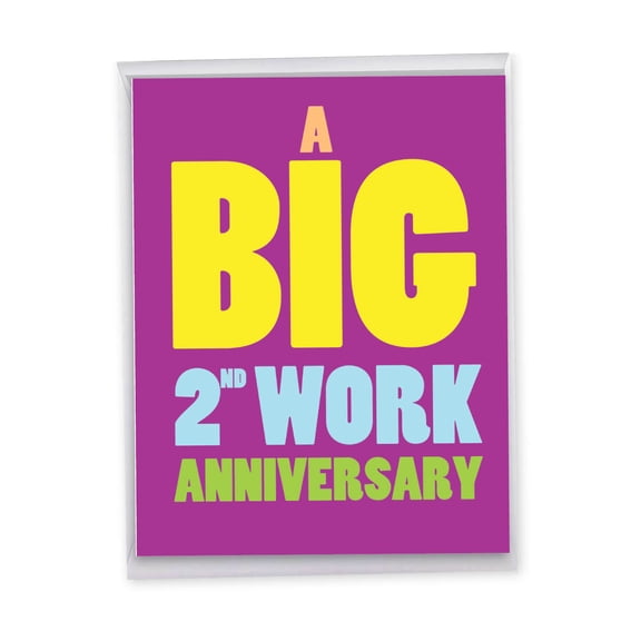 1 Large 2nd Work Anniversary Greeting Card (8.5 x 11 Inch) - Years At Work Milestones 2 J9454MAG-WA