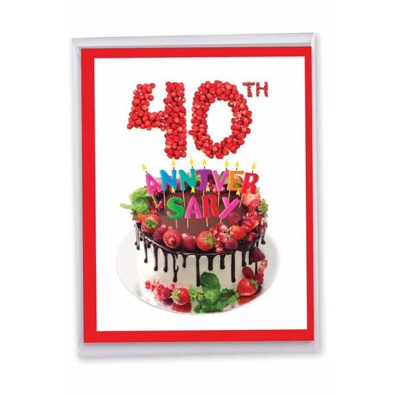 1 Large 40th Happy Anniversary Card (8.5 x 11 Inch) - Big Day Milestones 40 J7060EMAG