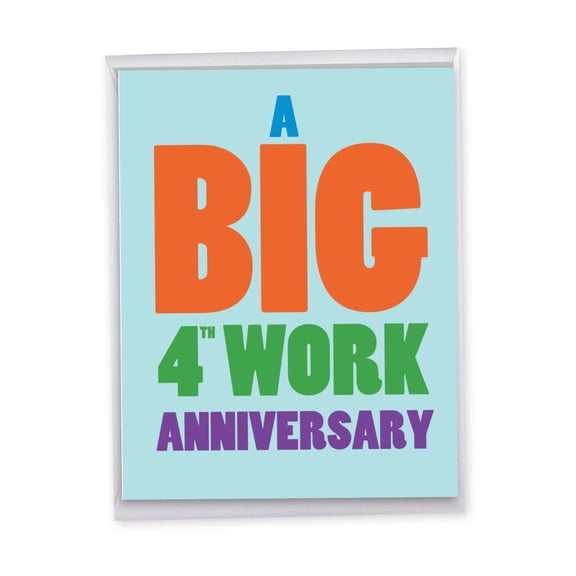 1 Large 4th Work Anniversary Greeting Card (8.5 x 11 Inch) - Years At Work Milestones 4 J9456MAG-WA