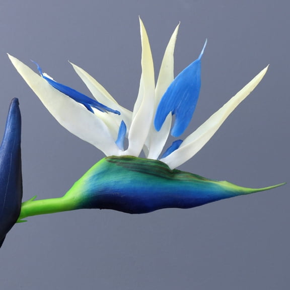 1 Large Bird of Paradise Artificial Flower Blue, Soft Rubber PU Realistic Fake Foliage Plant for Home Hotel Wedding Decor, Bendable Stem Statement Piece, By Tanuke store