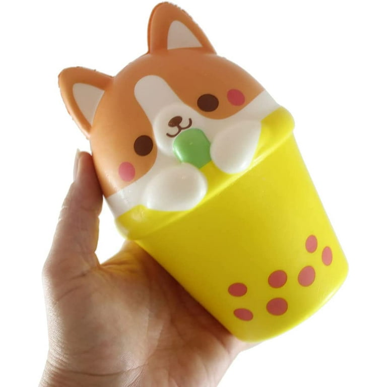 1 Large CORGI 6 Animal Drinking Bubble Drink Cute Micro Slow Rise Squishy Toys Memory Foam Party Favors Prizes OT Cow Alpaca Cat Corgi Bear