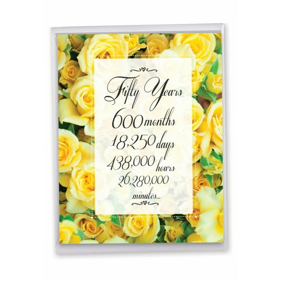 1 Large Funny 50th Happy Anniversary Greeting Card (8.5 x 11 Inch) - Time Count Milestones 50 J9092MAG-US