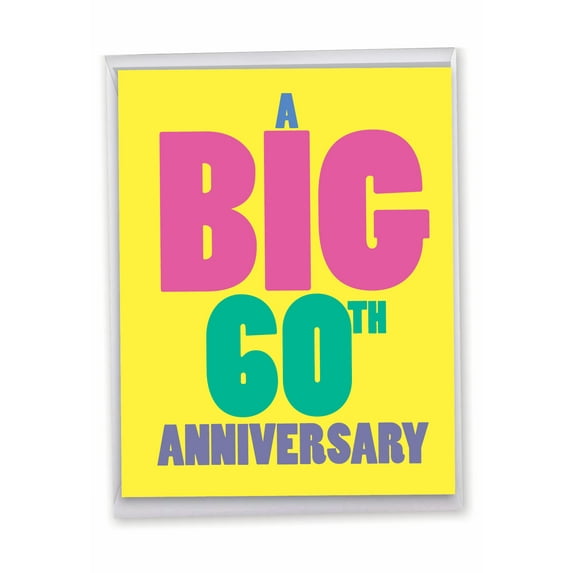 1 Large Funny 60th Anniversary Greeting Card (8.5 x 11 Inch) - Big Ones Milestones 60 J9066MAG