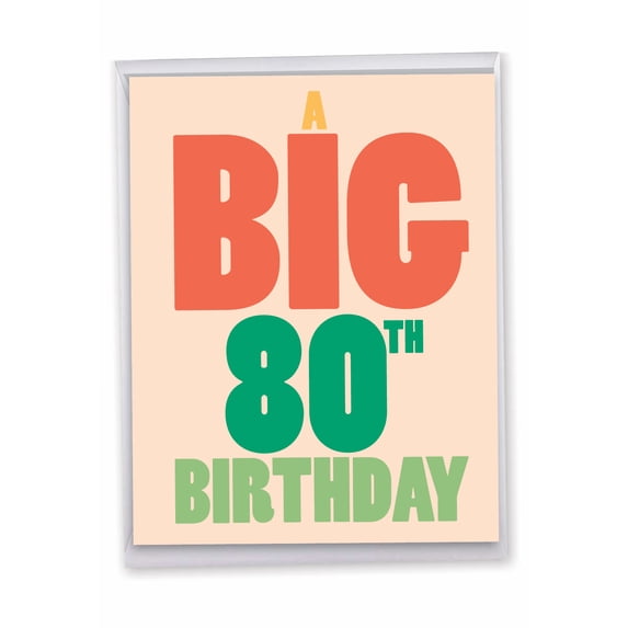 1 Large Funny Birthday Greeting Card (8.5 x 11 Inch) - Big Ones Milestones 80 J9071MBG