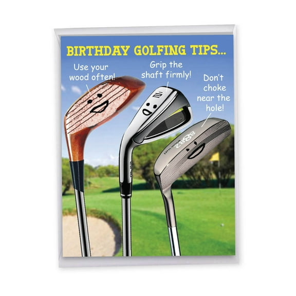 1 Large Funny Birthday Greeting Card (8.5 x 11 Inch) - Birthday Golfing Tips J9002BDG
