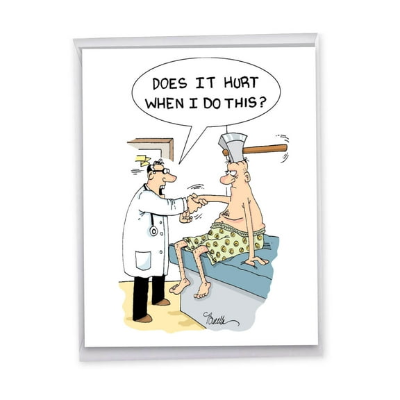 1 Large Funny Get Well Greeting Card (8.5 x 11 Inch) - Ax Head Feel Better Card J9766