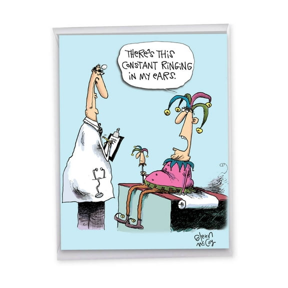 1 Large Funny Get Well Greeting Card (8.5 x 11 Inch) - Constant Ringing Feel Better Card J9734