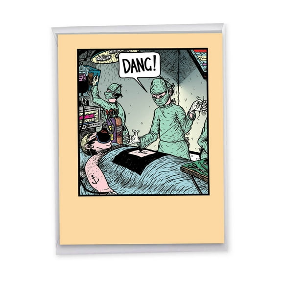 1 Large Funny Get Well Greeting Card (8.5 x 11 Inch) - Dang Surgeon Feel Better Card J9743