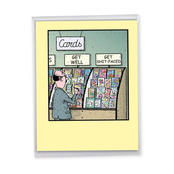 1 Large Funny Get Well Greeting Card (8.5 x 11 Inch) - Feel Better Cards Feel Better Card J9745