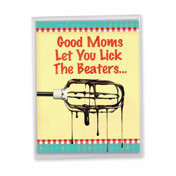 1 Large Funny Happy Birthday Greeting Card (8.5 x 11 Inch) - Lick Beaters - Mom Birthday Mother J9866BMG